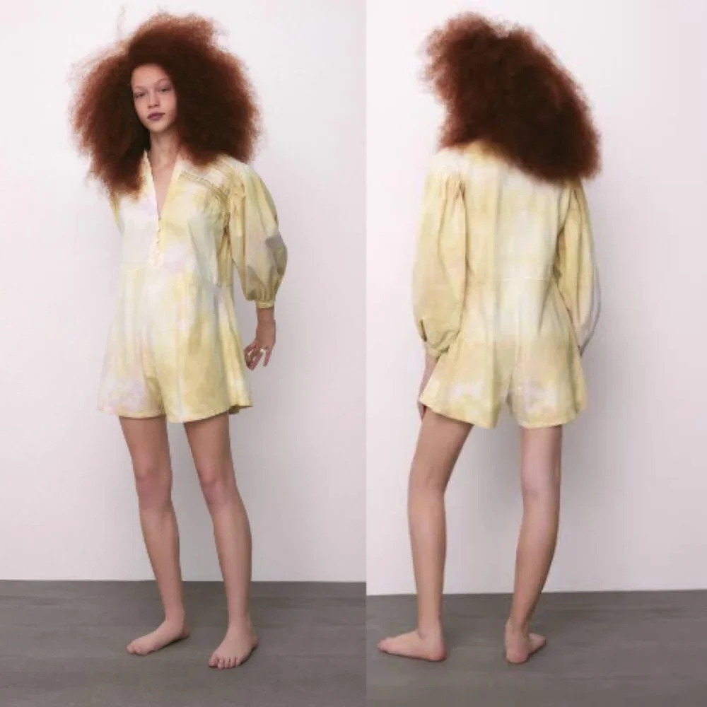 New! ZARA Tie Dye Romper Yellow nwt 29070